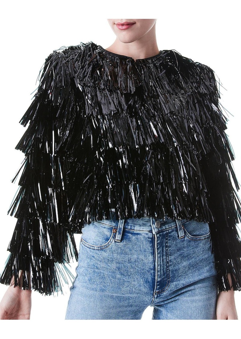 Alice + Olivia Womens Tinsel Cropped Collarless Blazer