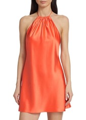 Alice + Olivia Zumi Satin Halter Mini Dress