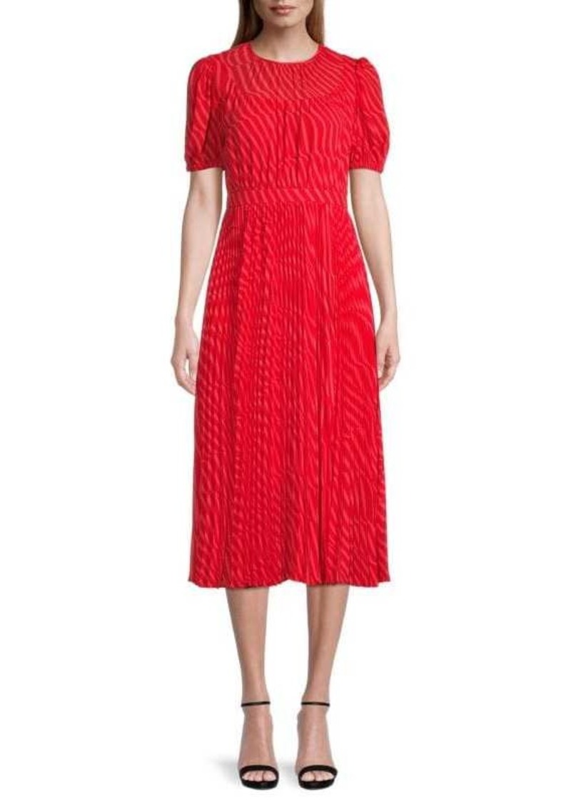 ALICE by Temperley Elyse Striped Pleated Midi Dress