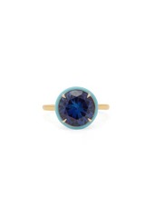 Alison Lou Lab-sapphire, enamel & 14kt gold ring