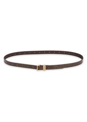 AllSaints 18mm Skinny Double Loop Leather Belt in Brown /Warm Brass at Nordstrom Rack