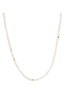 AllSaints 8-8.5mm Freshwater Pearl Collar Necklace in Pearl/Gold at Nordstrom Rack