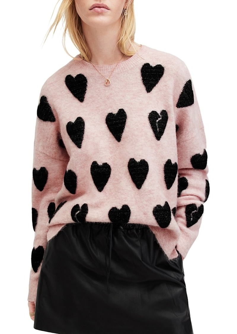 Allsaints Amora Heart Print Sweater