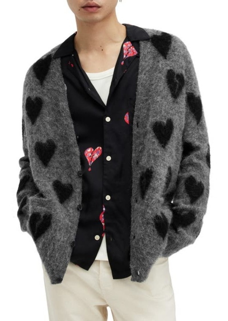 AllSaints Amore Fuzzy Heart Cardigan