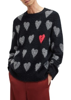 Allsaints Amore Heart Print Crewneck Sweater