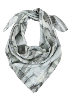AllSaints Angelica Feather Print Bandana Scarf in Grey/Ecru at Nordstrom