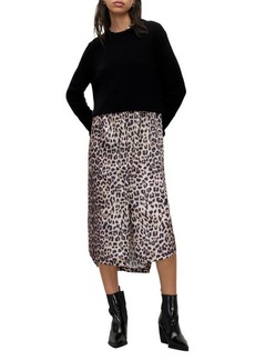 AllSaints Angelina Leopard Print Long Sleeve Sweater and Sleeveless Dress Set