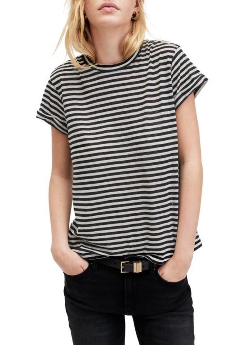 AllSaints Anna Stripe Cotton Blend T-Shirt