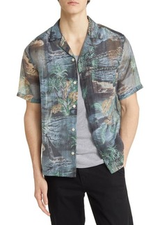 AllSaints Aquila Relaxed Fit Tropical Print Short Sleeve Button-Up Shirt