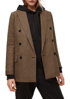 AllSaints Astrid Puppytooth Double Breasted Blazer in Brown/Black at Nordstrom