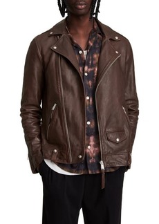 AllSaints Axis Leather Biker Jacket in Oxblood at Nordstrom