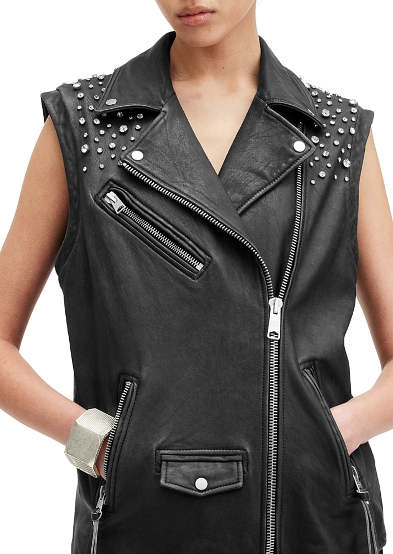 Allsaints Billie Leather Studded Gilet