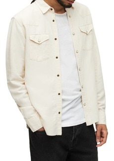 AllSaints Bitterwater Slim Fit Button-Up Shirt in Elderflower White at Nordstrom