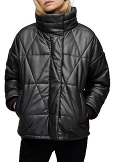 AllSaints Bon Faux Leather Puffer Jacket in Black at Nordstrom