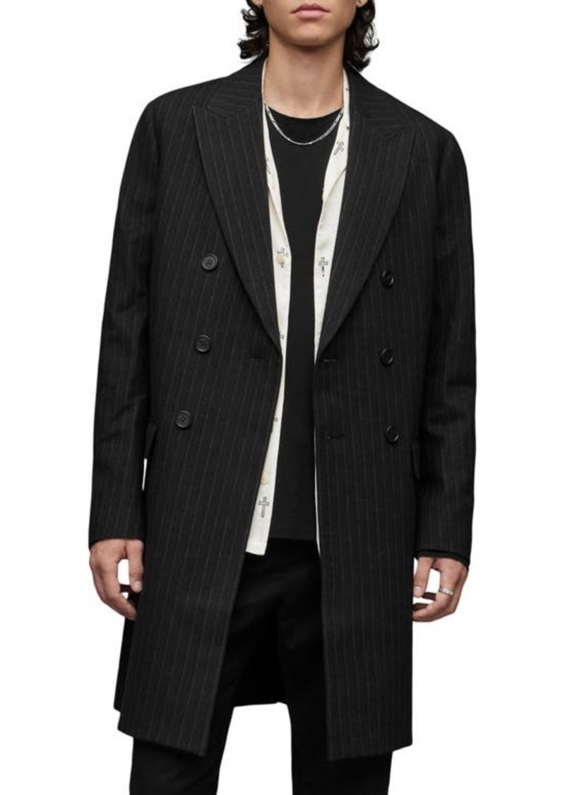 AllSaints Brock Stripe Stretch Overcoat