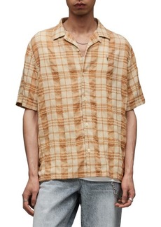 AllSaints Buddy Plaid Textured Camp Shirt