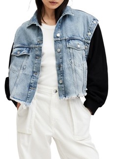 AllSaints Chlo 2-in-1 Oversize Denim Jacket with Removable Sleeves