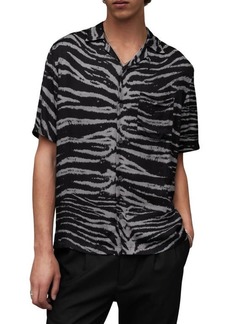 AllSaints Cubs Tiger Print Short Sleeve Button-Up Shirt