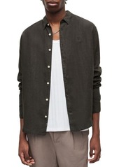 AllSaints Cypress Slub Linen Button-Up Shirt