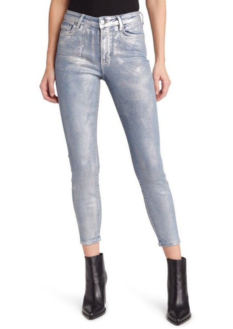 AllSaints Dax Metallic High Waist Skinny Ankle Jeans