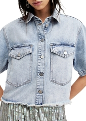 Allsaints Denim Frayed Hem Shirt