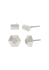 ALLSAINTS Domed Hexagon & Stick Stud Earrings, Set of 2