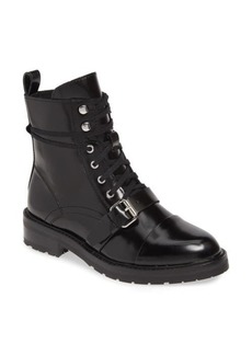 AllSaints Donita Combat Boot in Black Leather at Nordstrom