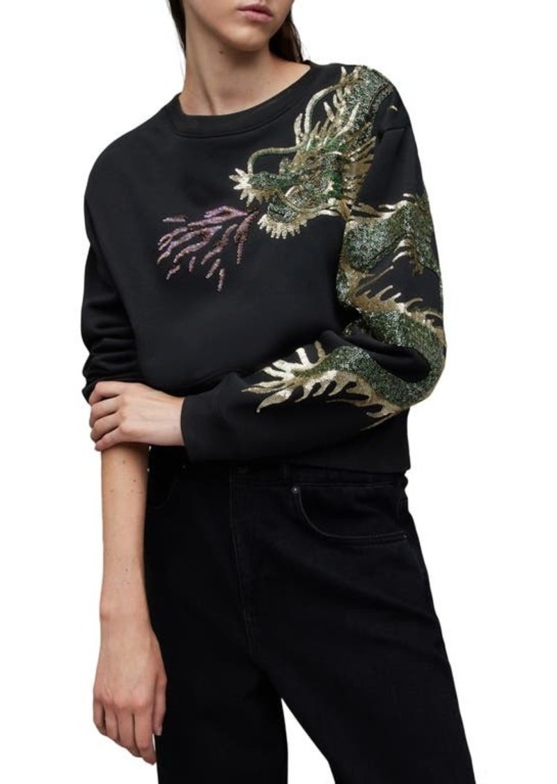 AllSaints Dragon Separo Sequin Sweatshirt