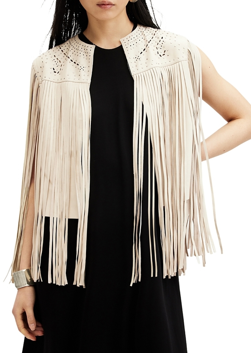 Allsaints Elias Astral Leather Fringe Vest