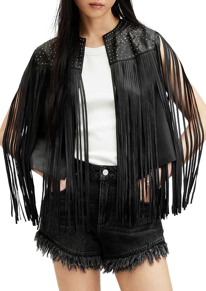 Allsaints Elias Astral Leather Fringe Vest