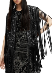 Allsaints Elias Fringed Studded Leather Vest