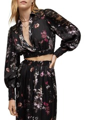 AllSaints Floral Long Sleeve Crop Blouse