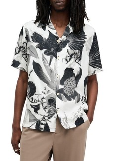 AllSaints Frequency Floral Short Sleeve Button-Up Camp Shirt