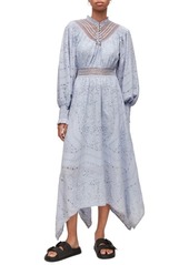 AllSaints Gen Broderie Long Sleeve Dress in Gentle Lavender at Nordstrom