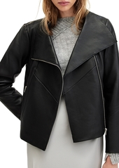 Allsaints Gray Spliced Leather Moto Jacket