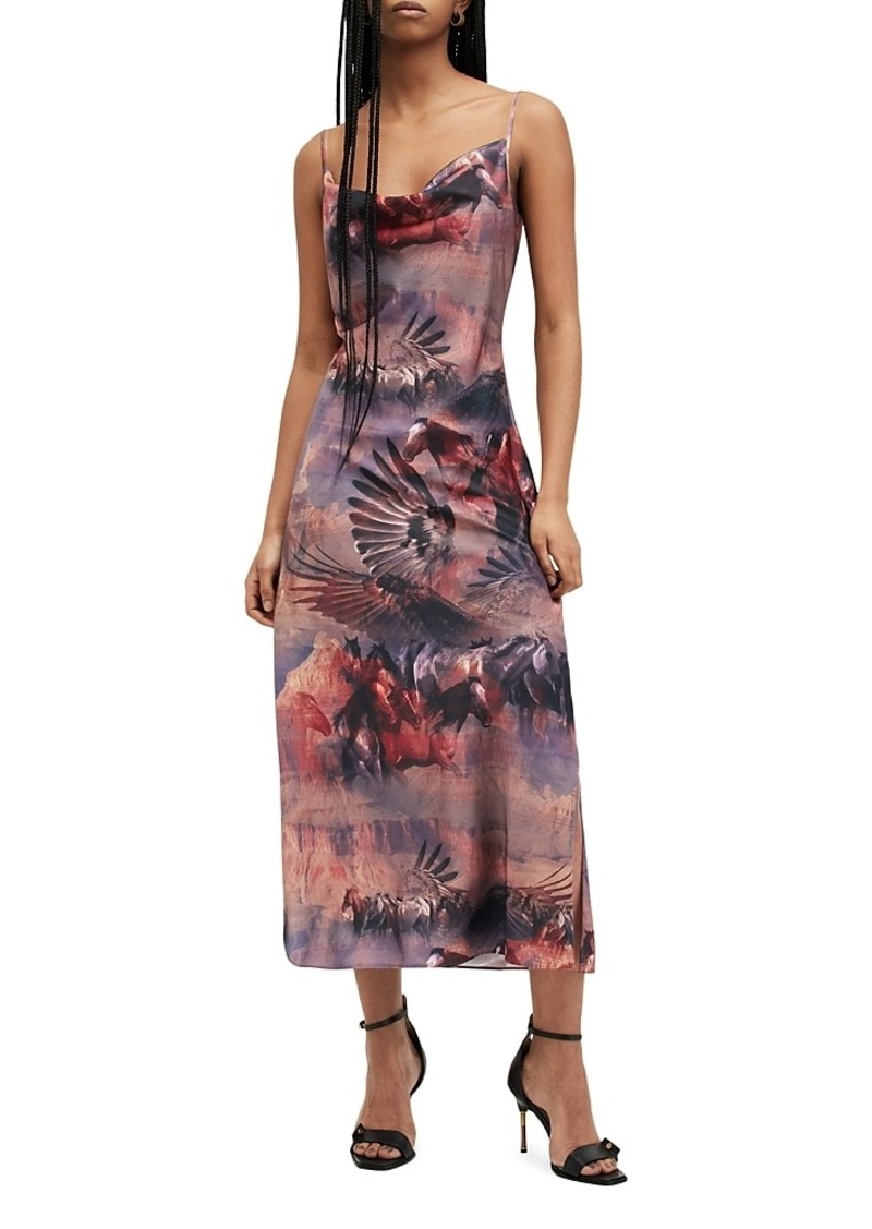 Allsaints Hadley Printed Satin Slip Dress