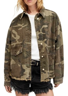 Allsaints Hettie Frayed Hem Camouflage Jacket