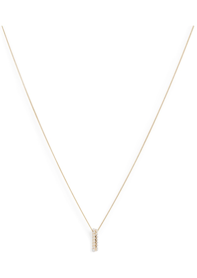 AllSaints Imitation Pearl Oval Pendant Necklace in Pearl/Gold at Nordstrom Rack