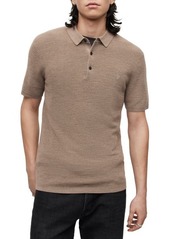 AllSaints Ivar Embroidered Logo Short Sleeve Merino Wool Polo Sweater