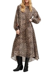 AllSaints Jane Long Sleeve Leopard Print Dress