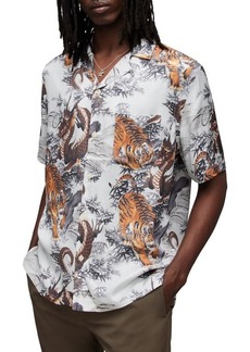 AllSaints Kali Relaxed Fit Tiger & Dragon Print Camp Shirt
