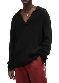 Allsaints Kanyon Open Collar Ribbed Polo Sweater