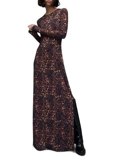 AllSaints Katlyn Evita Animal Print Long Sleeve Maxi Dress