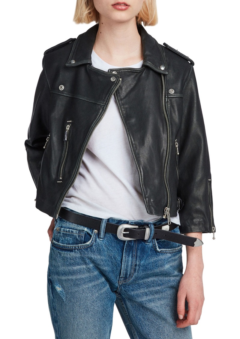 ALLSAINTS Lara Sheepskin Leather Biker Jacket