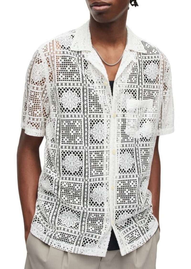 AllSaints Llonga Relaxed Fit Lace Camp Shirt