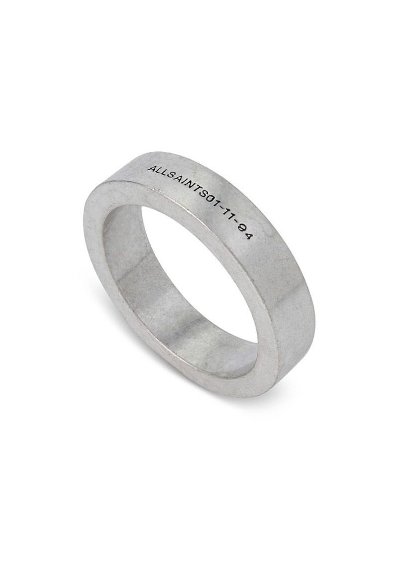 Allsaints Logo Band Ring in Sterling Silver