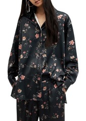 AllSaints Louisa Tanana Floral Print Satin Button-Up Shirt
