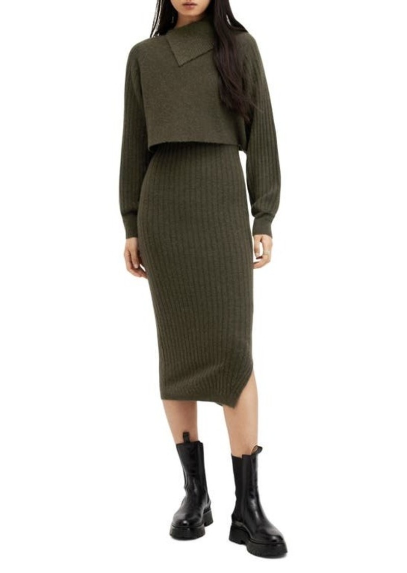 AllSaints Margetta Long Sleeve Wool Blend Sweater & Dress Set