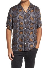 AllSaints Men's Copperhead Short Sleeve Button-Up Shirt in Mineral Grey at Nordstrom