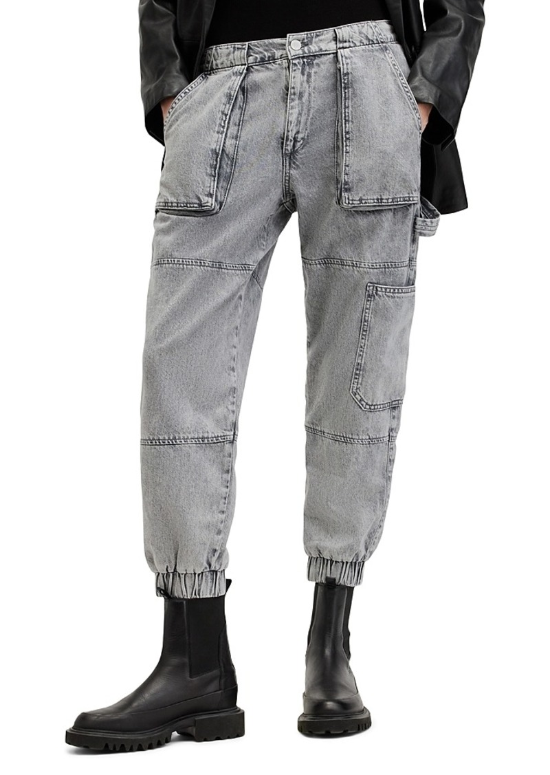 Allsaints Mila Denim Utility Jeans in Washed Grey